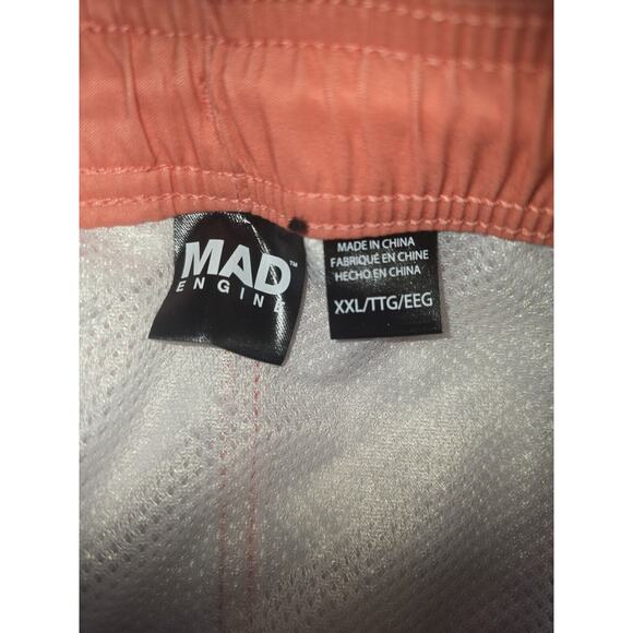 Mad Engine Swim Trunks Size XXL Checker Print Mens Drawstring Orange Beach Pool - Picture 4 of 6
